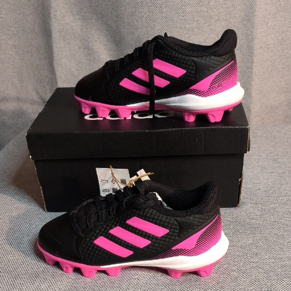 Adidas Kids Black and Pink Soccer Shoes